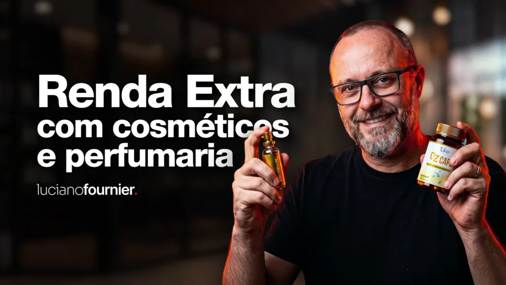 Pessoa organizando cosméticos e perfumes para começar uma renda extra com vendas diretas.